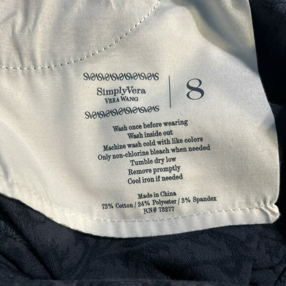 Simply Vera Vera Wang Dark Blue Floral Patterned Women's Shorts - Picture 6 of 6